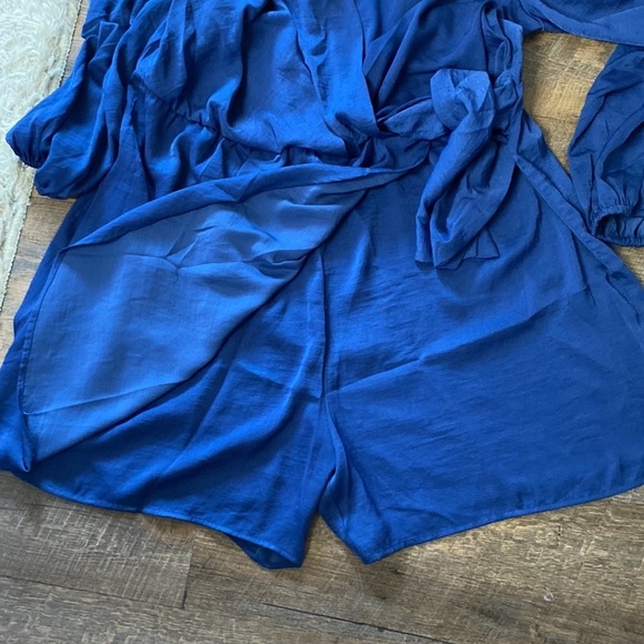 NWT 452 VIOLETA GORGEOUS BLUE LONG SLEEVE V NECK ROMPER SZ XXL mono 452larga8 - Picture 7 of 9